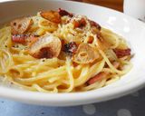 A picture of step 7 of Rich Foolproof Pasta Carbonara.