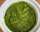 A picture of step 1 of Pesto pasta - with homemade pesto.