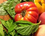 A picture of step 3 of Peach and Heirloom Tomato Salad.