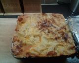 A picture of step 7 of Paula's lasagne with homemade cheese sauce.