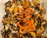 A picture of step 4 of Harissa cod with spiced cauliflower and salsa.