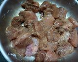A picture of step 1 of Mongolian Chicken.