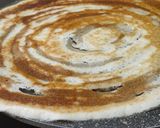 A picture of step 3 of #RSC#Plain dosa with chutney,capsicum sambar,and gun powder..