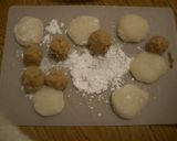 A picture of step 12 of White Chocolate Daifuku with Walnuts and Kinako.