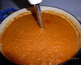A picture of step 4 of Simple Butter Chicken Curry using a Hand Blender.