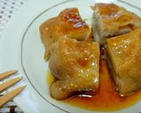 A picture of step 9 of You'll Love the Sour Taste! Ume Sauce Shiso Leaf and Lotus Root Pork Rolls.