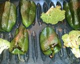 A picture of step 1 of Stuffed poblano peppers with side meat cheddar patties.