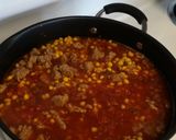 A picture of step 2 of Turkey noodle salsa caboodle.