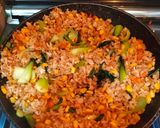 Foto langkah ke 7 dari resep Crabstick Butter Corn Fried rice (nasi goreng) | dengan jagung, wortel, pokcoy.