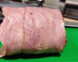 A picture of step 5 of Bacon Wrapped Rice Ball with Soft Boiled Egg.
