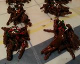A picture of step 6 of Chocolate Chinese Noodle "Spider" Cookies.