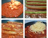 A picture of step 3 of Hotdog And Green Bean With Kimchi Spaghetti.