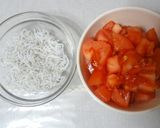 A picture of step 1 of Fresh Tomato Pasta with Broccolini and Shirasu.
