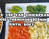 A picture of step 1 of Chana chat in crisp bowl.