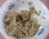 A picture of step 2 of Okara Mochi with Roasted Barley or Kinako Flour.