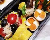 A picture of step 4 of The Flavors of the Seto Inland Sea - Mackerel with Miso-Mayo in a Bento Box.