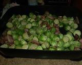 A picture of step 3 of Bacon & Brussel sprouts.