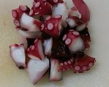 A picture of step 3 of Avocado and Octopus with Wasabi.