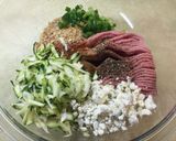 A picture of step 1 of Blue Cheese & Zucchini Turkey Burger Sliders.