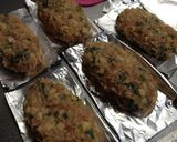 A picture of step 6 of Izakaya Style At Home! Bamboo Shoot and Shiso Leaf Tsukune Patty Skewers.