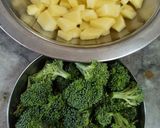A picture of step 1 of Broccoli Potato Matar ki Sabji.