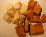 A picture of step 1 of Mayo-Free! Sweet Potato and Kabocha Squash Salad.