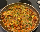 A picture of step 7 of Fried Weenie Rice.