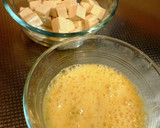 A picture of step 1 of Egg Soup with Tofu and Yamaimo.