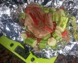 A picture of step 3 of HCG diet meal 3: baked chicken zucchini pockets.