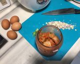 A picture of step 1 of Kimchi Fried Rice.