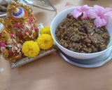 A picture of step 3 of Chana dal Halwa.