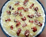 รูปขั้นตอนการทำที่ 4 ของ 🍕พิซซ่าไก่บาร์บีคิวซอสเนยกระเทียม homemad pizza/homemade barbecue chicken pizza butter garlic sauce