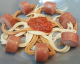 Foto del paso 8 de la receta Spaghetti picantes y dulces con salchichas de pavo fantasia 