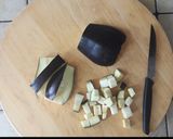 A picture of step 2 of Busiate with Swordfish, Eggplant, and Mint.