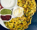 A picture of step 2 of Besan methi cheela chickpea flour and fenugreek chila.