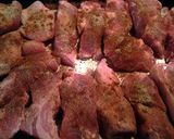 A picture of step 1 of dry rubbed oven country ribs.