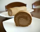 A picture of step 10 of Adzuki Cream Filled Matcha Swiss Roll.