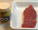 A picture of step 1 of Beef Steak with Mustard Sauce Salad.