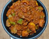 A picture of step 8 of Kadai paneer.