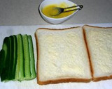 A picture of step 1 of Crab Stick and Cucumber Sandwiches.