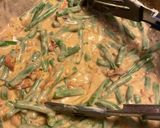 A picture of step 3 of Green bean casserole with homemade fried onions.