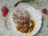 Rice and beans with sauce