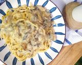 Foto langkah ke 4 dari resep Spaghetti mushrooms Alfredo.