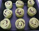 A picture of step 6 of Green Tea Spiral Rolls with Adzuki Beans.