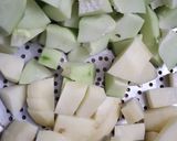 A picture of step 1 of Green papaya with black chana and potatoes.
