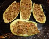 Foto del paso 9 de la receta Berenjenas rellenas de pollo con jamón