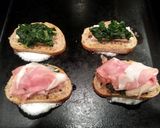 A picture of step 2 of Healthy Grilled Brie Spinach Prosciutto Sandwich.