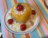 Une image de l'étape 9 de Tomates ananas margold farcies brousse corse,crevettes roses et concombre noa.