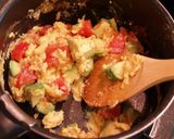 A picture of step 3 of White Miso Scrambled Eggs with Tomato and Avocado.