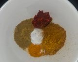 A picture of step 1 of Bharela Ringda Batata with soft roti(kathiyawadi sabzi).